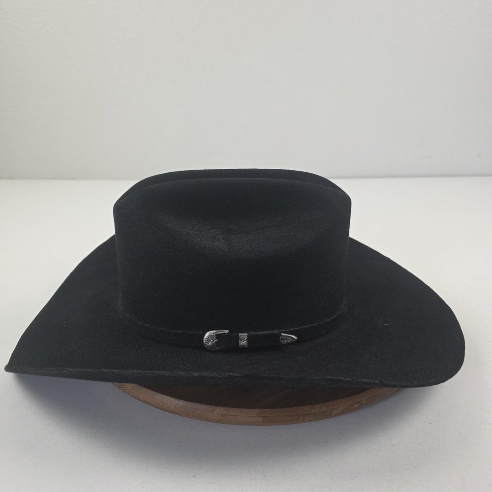 VTG Chris Eddy Bros Hat Cowboy Mens 7 1/4 Black Wool 4X Felt Wide Brim Western